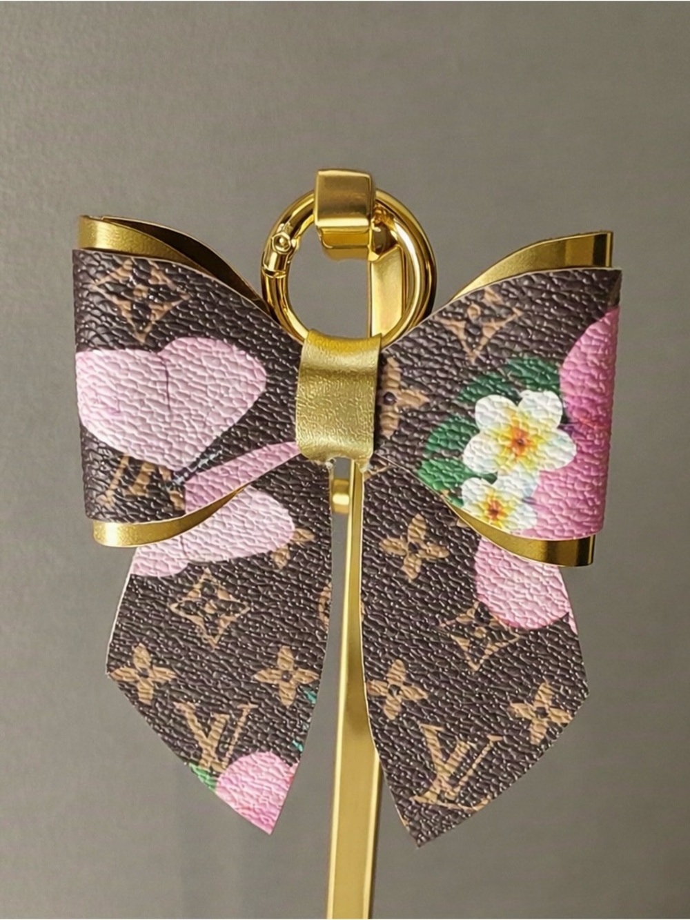Double sided keychain bow for purse handbags backpacks